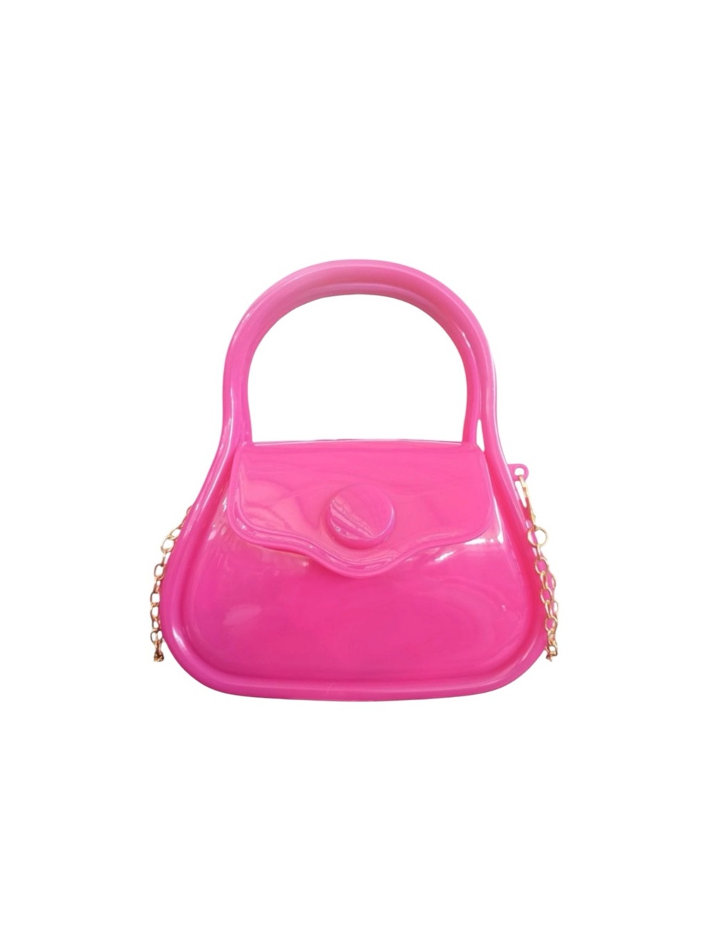 NWT Girls Hot‎ Pink Patent Mini Handbag with Gold Tone Chain Strap Wedding Party